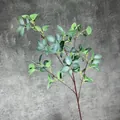 Rama de magnolia artificial gris verde con tallo marrón para decoración de hogar - Verde