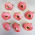 Eight artificial pink camellia heads with multilayered petals for DIY hair accessories - Peach Pink