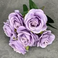 Elegant 9-head bouquet of artificial purple roses for wedding and home decoration - Purple