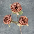 Rose Austin artificielle à 3 têtes en marron caramel vintage pour décoration - Marron