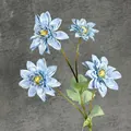 Dalia artificiale con quattro fiori azzurri per decorazioni di casa e matrimoni - Blu