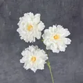 Three-headed white silk peony flowers with yellow centers for elegant home decor - White
