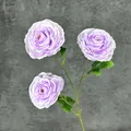 Three-head artificial purple ranunculus silk flower with realistic green leaves - Light Purple