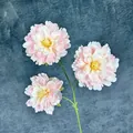 Artificial pink peony branch with three blooming heads and realistic silk texture - Pink