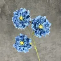 Three-headed blue artificial hibiscus peony flower with gradient petals for home decor - Haze Blue