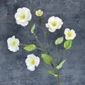 Flores de seda blancas artificiales de 6 cabezas para decoración de bodas y hogar - Blanco