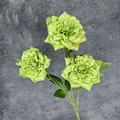 Three-head elegant artificial green queen rose with realistic petals and foliage decoration - Green