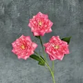 Elegant bright pink faux queen rose branch with 3 blooming heads for home wedding decor - Rose Red