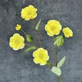 Rama de ranúnculo amarillo artificial con cinco flores y hojas verdes para decorar - Amarillo