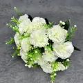 Elegante mazzo di 18 garofani bianchi artificiali per decorazioni casa e matrimoni - Bianco
