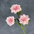 Single stem artificial elegant pink queen roses with three blooming heads for home decor - Pink
