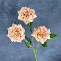 Three-head artificial queen rose branch in soft champagne pink for home decoration - Camel