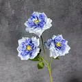 Elegant artificial queen rose with 3 blue-purple flower heads for home decoration - Blue