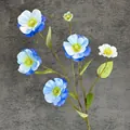 Artificial 6-head butterfly orchid in blue-white gradient with green leaves and stem - Light Blue