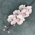 Artificial light pink Phalaenopsis orchid branch with 6 blooming flowers and buds - Lotus root pink