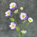 Artificial 6-head silk bellflower branch with gradient purple petals and green leaves - Light Purple