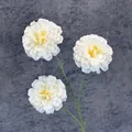 Three-head cream white artificial hibiscus flowers with yellow centers for home decor - White