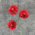 Artificial red hibiscus flower with three blooming heads on a green stem for decor - Red