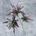 Artificial green branch with purple-edged eucalyptus leaves for home decor - 3-Head / Purple