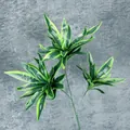 Artificial Dracaena branch with triple variegated green and yellow leaf clusters - 3-Head / Green Heart