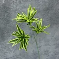 Artificial Dracaena plant with three-pronged yellow and green striped leaves and stem - 3-Head / Gold Edge Light Green