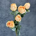 5-head champagne silk Milan rose artificial flower stem for home and wedding decor - Champagne Yellow