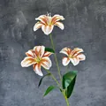 Giglio tigrato artificiale con 3 testine di fiori arancione e bianco per decori - Arancione Bianco