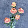 5-head artificial Milanese roses in pink-orange gradient for wedding home decor - Khaki