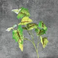 Artificial 3D taro leaf branch with yellow-green gradient and reddish veins - Green-Yellow Gradient with Red Veins