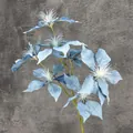 Faux blue poinsettia with seven heads and white fibrous stamen for home decor - Haze Blue
