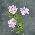Rosa und lila 3D-Druck künstliche Waldreben Seidenblumen mit 3 Blütenköpfen - Lila