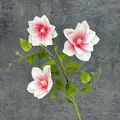 Künstlicher Magnolienzweig in Weiß mit rosa Farbverlauf und grünen Blättern - Rosa