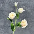 Artificial white Lisianthus stem with 3 blooming flowers and 1 bud for home decor - 4-Head / Champagne