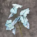 Artificial caladium leaf stem with light blue veined texture for home wedding decor - Light Blue with White Reticulate Veins