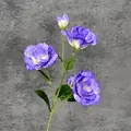 Artificial purple Lisianthus stem with three silk blooms and one bud for home decor - 4-Head / Light Purple