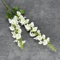 Artificial white hyacinth flower spray with long green stem and delicate petals - White