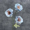 Artificial 3-head light blue gardenia flowers with silk petals for home decor - Haze Blue