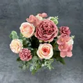 Bouquet di fiori artificiali rosa cipria e crema per decorazioni casa e nozze - Rosso Mattone