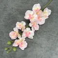 Single artificial white and pink orchid branch with realistic silk petals and green buds - Pink