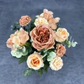 Bouquet di rose di ibisco artificiali a 7 rami in toni pesca e crema per decorazioni - Ambra