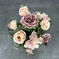 Bouquet di rose d'ibisco artificiali in rosa Morandi e colori champagne - Rosa Antico