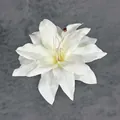 Artificial white lily flower handcrafted from silk fabric with detailed stamens - White
