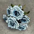 Elegant bundle of seven artificial blue roses with gradient petals for home decoration - Blue