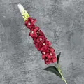 Flor artificial de boca de dragón roja oscura con detalles blancos y hojas verdes - Rojo