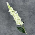 Tallo individual de espuela de caballero blanca artificial con hojas para decoración - Blanco