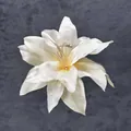 Artificial white lily flower head with silk texture and yellow stamen for wedding decor - Artificial Lily Flower Head / 13cm / Champagne