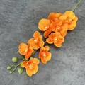 Τεχνητό κλαδί ορχιδέας phalaenopsis με 9 πορτοκαλί μεταξωτά άνθη για διακόσμηση - Πορτοκαλί