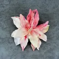 Artificial pink and white lily flower hair clip with realistic red spots for weddings - Dual-color Pink