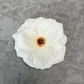 White silk artificial peony flower head with brown stamen for wedding and hair accessory - White