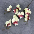 Artificial 3D butterfly orchid in creamy yellow with red centers for home decoration - Light Yellow